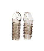 MC11 reusable ribbed penis sleeve with open-head design