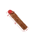 Brown realistic textured silicone sleeve with 155mm length dimensions