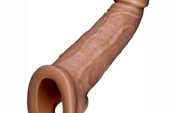 Jambu condom JB07, brown vein-textured silicone sleeve with base opening and lower loop