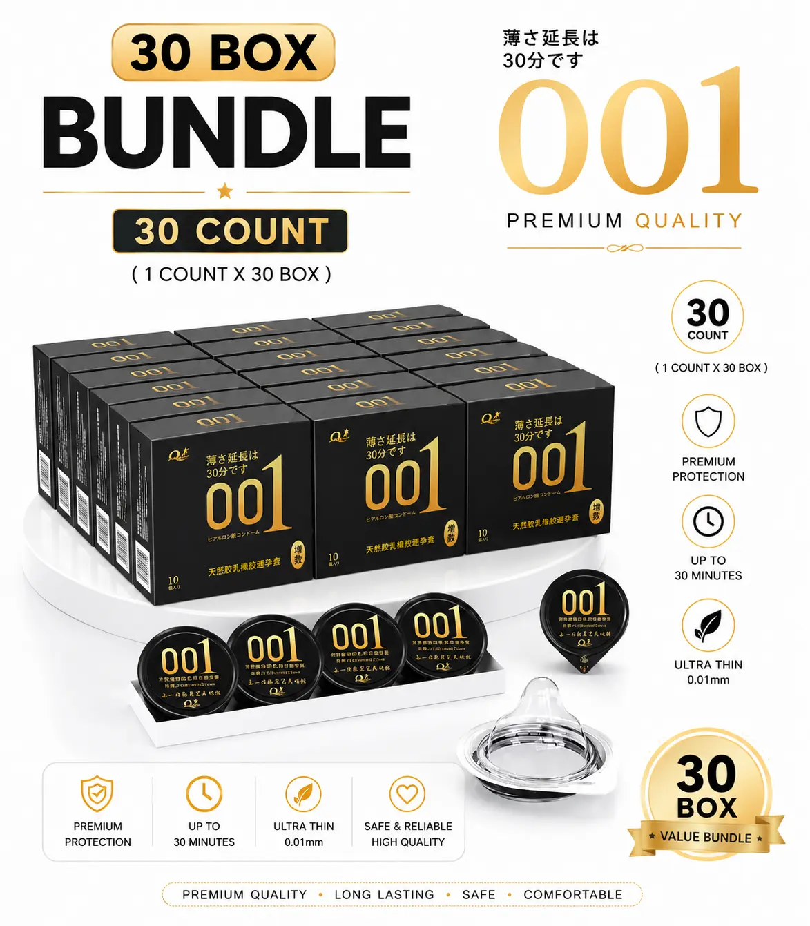 001 Q Point Jelly Condom 3 Box Package