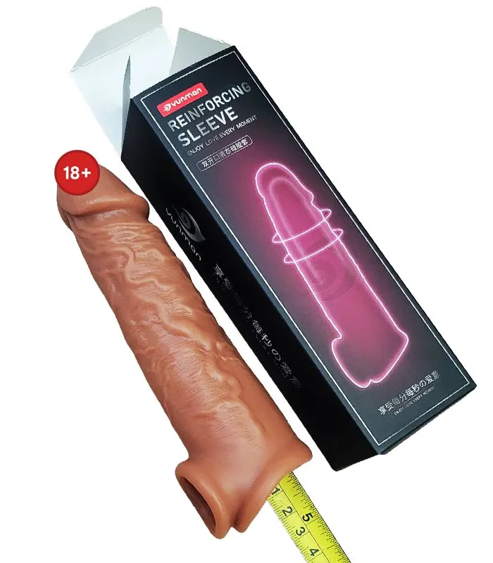 Large Lock Love reusable silicone condom with realistic vein texture