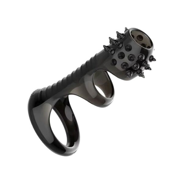 Black spiked dotted triple penis ring for men