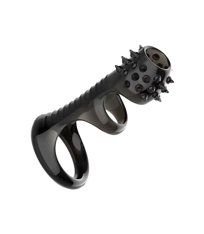 Black spiked dotted triple penis ring for men