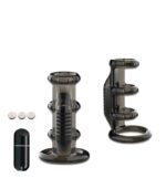 Black multi-ring vibrating cock ring with bullet vibrator and batteries