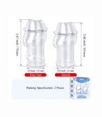 MC06-B clear reusable delay cap sleeves with dimensions for ring and smooth styles